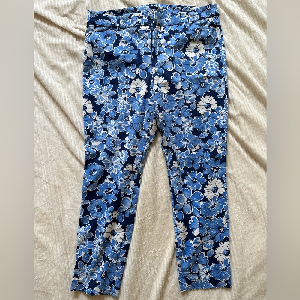 Old Navy blue floral dress pants, size 14